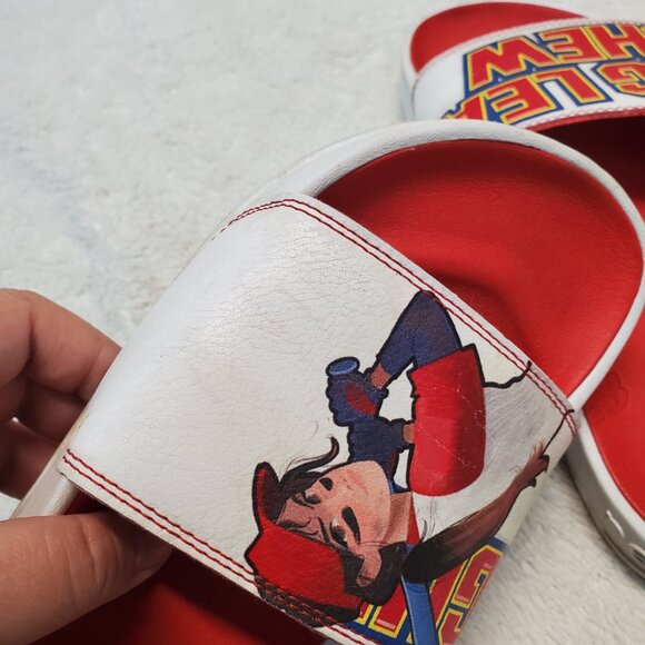 New Balance White Red Big League Chew Baseball Artsy Summer Fun Slides Sandals 9 - Picture 5 of 11